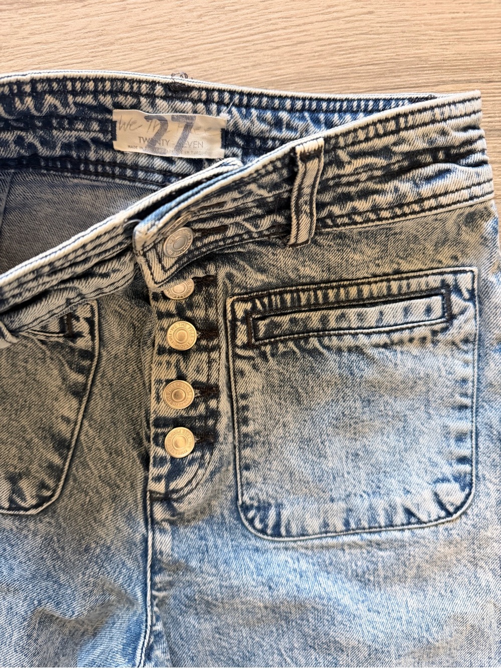Free People Acid Wash Collette wide leg jeans button fly sz 27 4 S - Picture 4 of 6